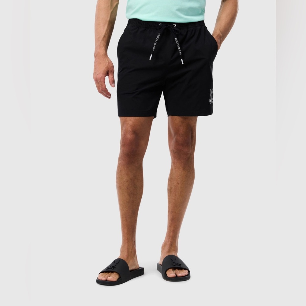 Psycho Bunny Mens Parker Hydrochromic Swim Trunk Black Size XL